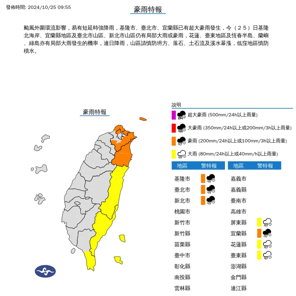 北部、東北部豪雨特報！第21號颱風康芮今日生成