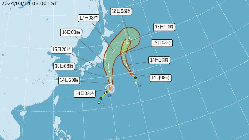 太平洋雙颱共舞赴日旅遊需留意　受低壓帶影響中南部慎防強降雨