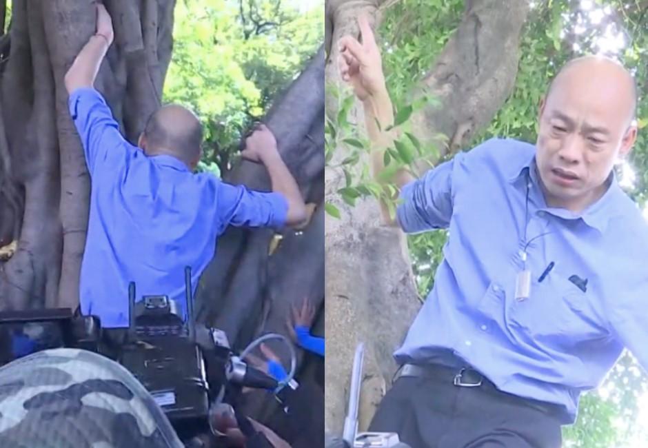 又出奇招！韓國瑜爬樹視察登革熱驚見「這裡有洞」網友看傻眼
