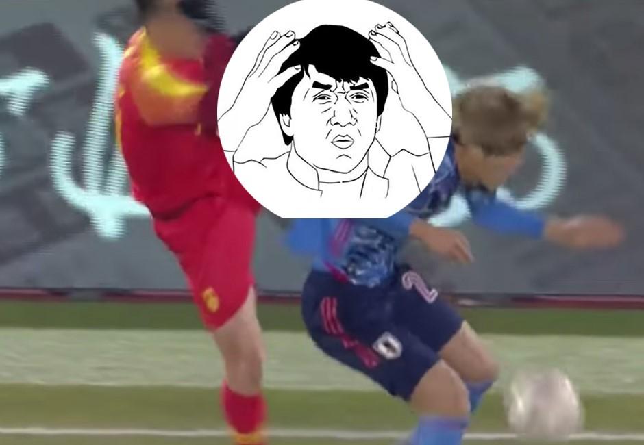 中國球員「空中飛踢」一腳爆頭日本對手　超荒謬辯解遭網友撻伐