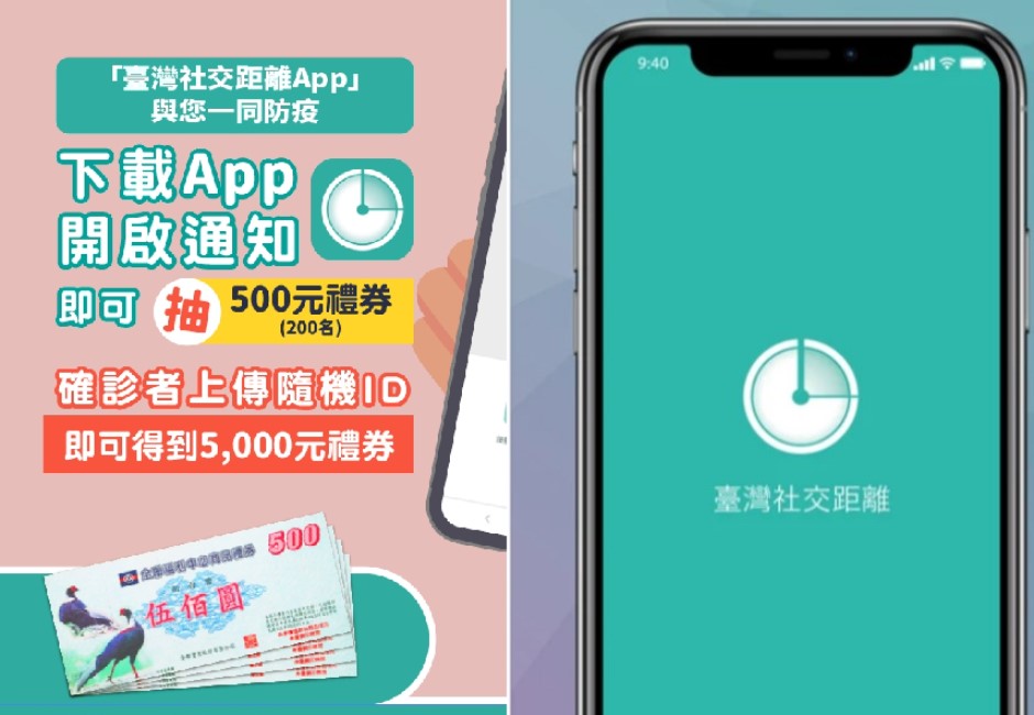 下載「臺灣社交距離App」抽500元全聯禮券　若確診上傳資料可領5,000元