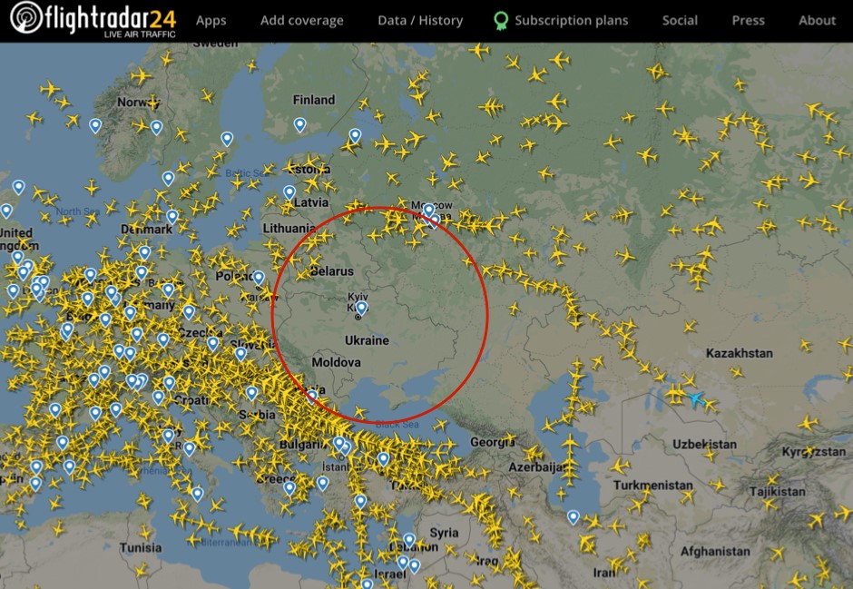 俄烏開戰！烏克蘭關閉領空 全球民航機全避開危險區