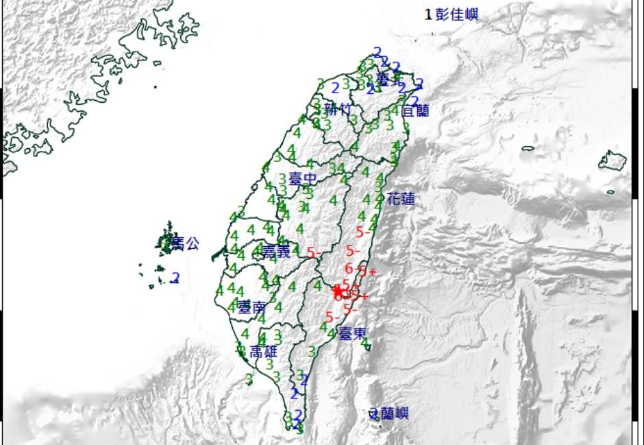 快訊／又地震！台東今下午14時突發6.8地震　全台均有感